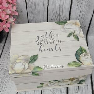 Floral "Gather Here With Grateful Hearts" Flip Top Storage Box